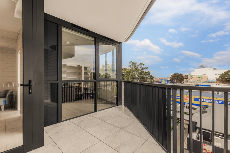Wraparound balcony of an Arte Living Caringbah two bedroom apartment overlooking Caringbah